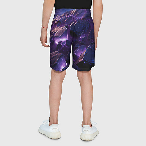 Детские шорты Фиолетовые неоновые камни со светом / 3D-принт – фото 4