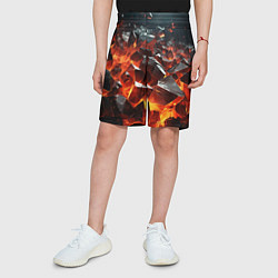 Шорты детские Взрыв камней в красном неоне, цвет: 3D-принт — фото 2