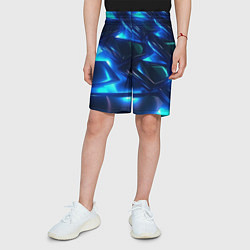 Шорты детские Синие абстрактные неоновые плиты, цвет: 3D-принт — фото 2