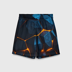 Шорты детские Разлом плит с оранжевым свечением, цвет: 3D-принт