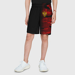 Шорты детские Герб РФ камуфляжная тексткура, цвет: 3D-принт — фото 2