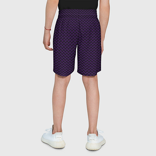 Детские шорты Чёрно-фиолетовый ломаные полосы / 3D-принт – фото 4