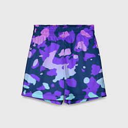 Шорты детские Паттерн с розовыми фиолетовыми и голубыми пятнами, цвет: 3D-принт