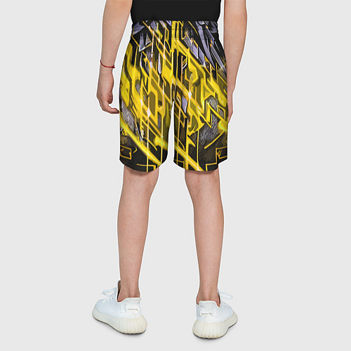 Детские шорты Yellow and white abstraction / 3D-принт – фото 4