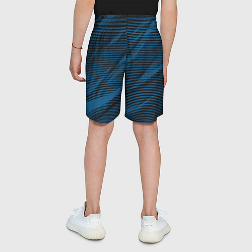 Детские шорты Полосатый чёрно-синий / 3D-принт – фото 4