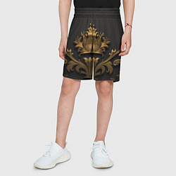 Шорты детские Объемная золотая корона с узорами, цвет: 3D-принт — фото 2