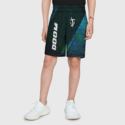 Шорты детские Doom glitch blue, цвет: 3D-принт — фото 2