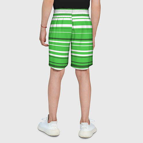 Детские шорты Бело-зелёный в полоску / 3D-принт – фото 4