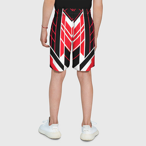 Детские шорты Red and white lines on a black background / 3D-принт – фото 4