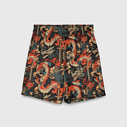 Шорты детские Паттерн с драконом, цвет: 3D-принт
