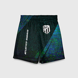 Шорты детские Atletico Madrid glitch blue, цвет: 3D-принт