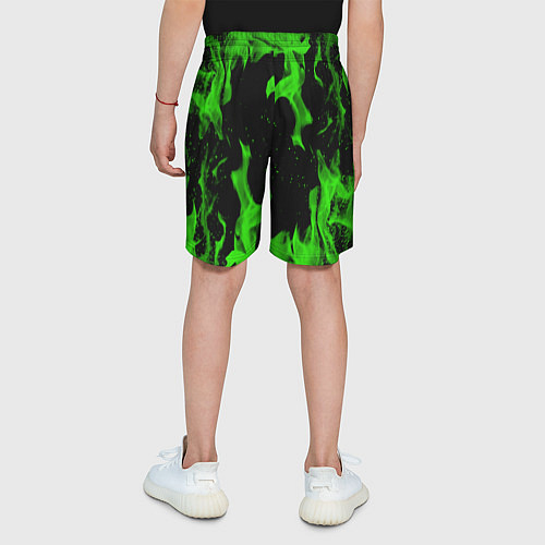 Детские шорты Razer зелёный огонь / 3D-принт – фото 4