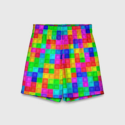 Шорты детские Разноцветные квадратные плитки, цвет: 3D-принт