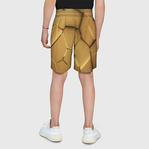 Детские шорты Золотые неоновые плиты в разломе / 3D-принт – фото 4