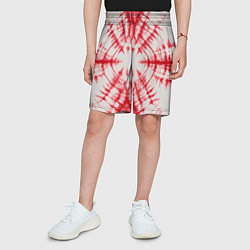 Шорты детские Тай-дай бело-красный, цвет: 3D-принт — фото 2