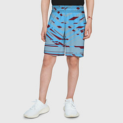 Шорты детские Геометрическая абстракция сине голубого цвета, цвет: 3D-принт — фото 2