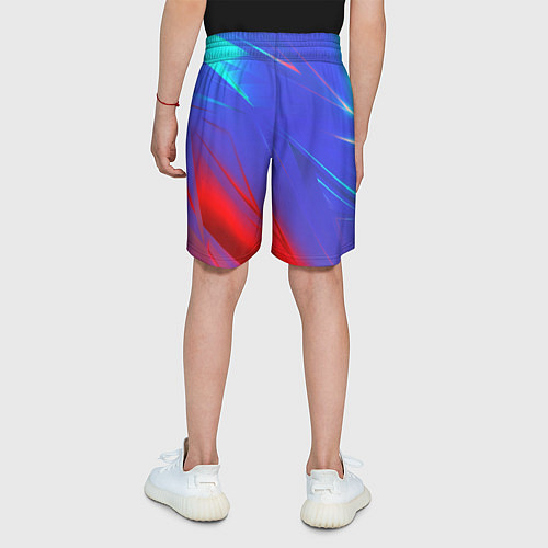 Детские шорты Неоновые полосы геометрия / 3D-принт – фото 4