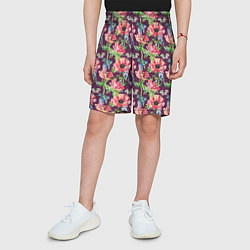 Шорты детские Птицы и цветы, цвет: 3D-принт — фото 2