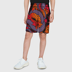 Шорты детские Цветы и змея - Японский стиль, цвет: 3D-принт — фото 2