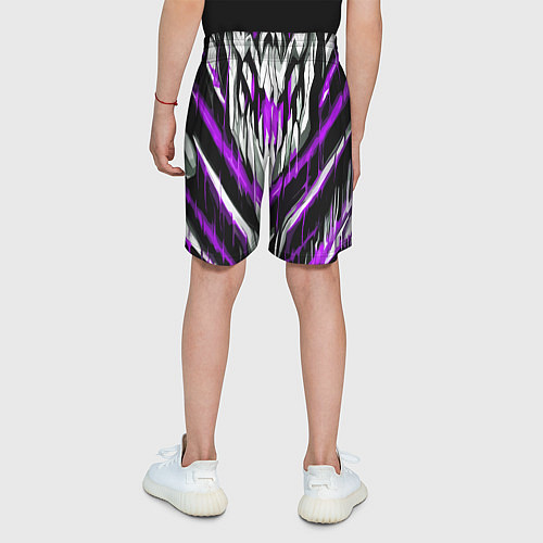 Детские шорты Фиолетово-белые ломаные клыки / 3D-принт – фото 4