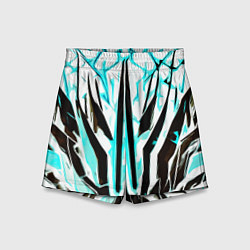 Шорты детские Чёрно-голубая абстракция на белом фоне, цвет: 3D-принт