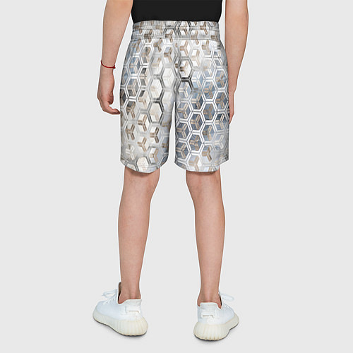 Детские шорты Зеркальные соты с переливами света / 3D-принт – фото 4