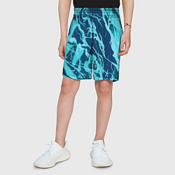 Шорты детские Морской сине-голубой абстракция, цвет: 3D-принт — фото 2