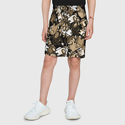 Шорты детские Персонажи Among us в бежевом тоне, цвет: 3D-принт — фото 2