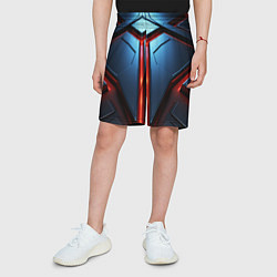 Шорты детские Разлом плит под углом с красным светом, цвет: 3D-принт — фото 2