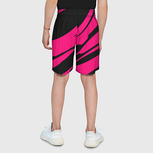 Детские шорты Чёрный с ярко-розовыми полосами / 3D-принт – фото 4