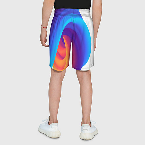 Детские шорты Неоновые волны абстракция / 3D-принт – фото 4