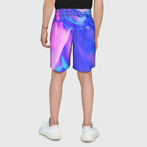 Детские шорты Неоновая текстура абстракция / 3D-принт – фото 4