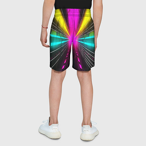 Детские шорты Неоновые лучи текстура / 3D-принт – фото 4