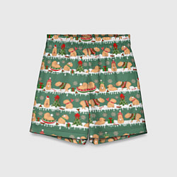 Шорты детские Много капибар на Новый год и Рождество, цвет: 3D-принт