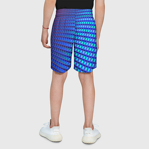Детские шорты Неоновая клетка текстура / 3D-принт – фото 4