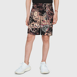 Шорты детские Драконы самурай и феникс, цвет: 3D-принт — фото 2