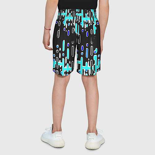 Детские шорты Синие линии и точки на чёрном фоне / 3D-принт – фото 4