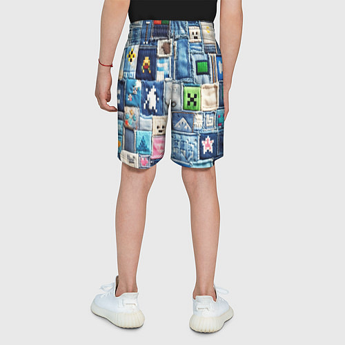 Детские шорты Minecraft на пэчворк джинсах / 3D-принт – фото 4