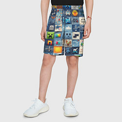 Шорты детские Minecraft фигуры на пэчворк, цвет: 3D-принт — фото 2
