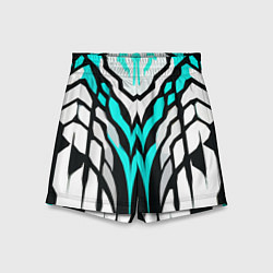 Шорты детские Агрессивные чёрно-голубые полосы на белом фоне, цвет: 3D-принт