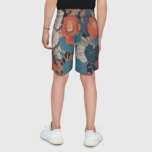 Детские шорты Цветы в стиле иредзуми / 3D-принт – фото 4