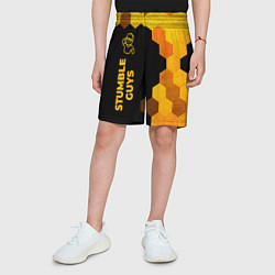 Шорты детские Stumble Guys - gold gradient по-вертикали, цвет: 3D-принт — фото 2