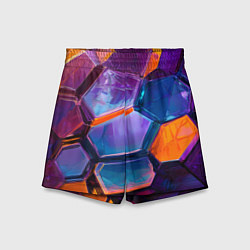 Шорты детские Неоновые минералы, цвет: 3D-принт