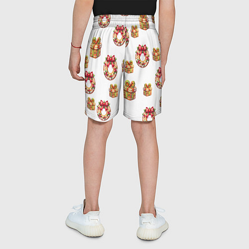 Детские шорты Много новогодних пончиков и подарков с бантиком и / 3D-принт – фото 4