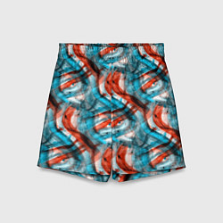 Шорты детские Акварель голубые и красные мазки, цвет: 3D-принт