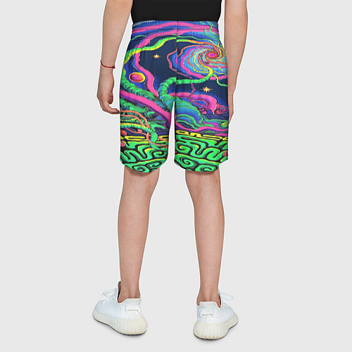 Детские шорты Оптические волны психоделика / 3D-принт – фото 4