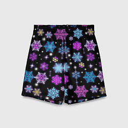 Шорты детские Разноцветные снежинки, цвет: 3D-принт