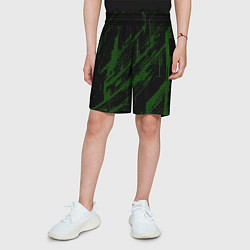 Шорты детские Зелёные точки на чёрном фоне, цвет: 3D-принт — фото 2