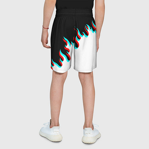 Детские шорты Нирвана глитч огонь / 3D-принт – фото 4