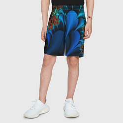 Шорты детские Фрактальный узор голубой, цвет: 3D-принт — фото 2